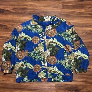 Vintage 80s silk flower print jacket